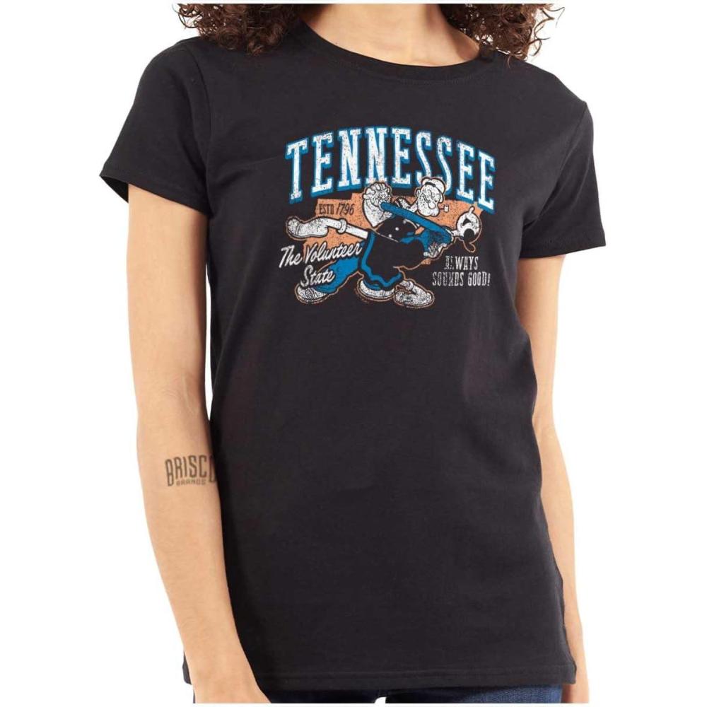 imageBrisco Brands Popeye Cartoon American States Womens Slim Fit Graphic TeeTennessee