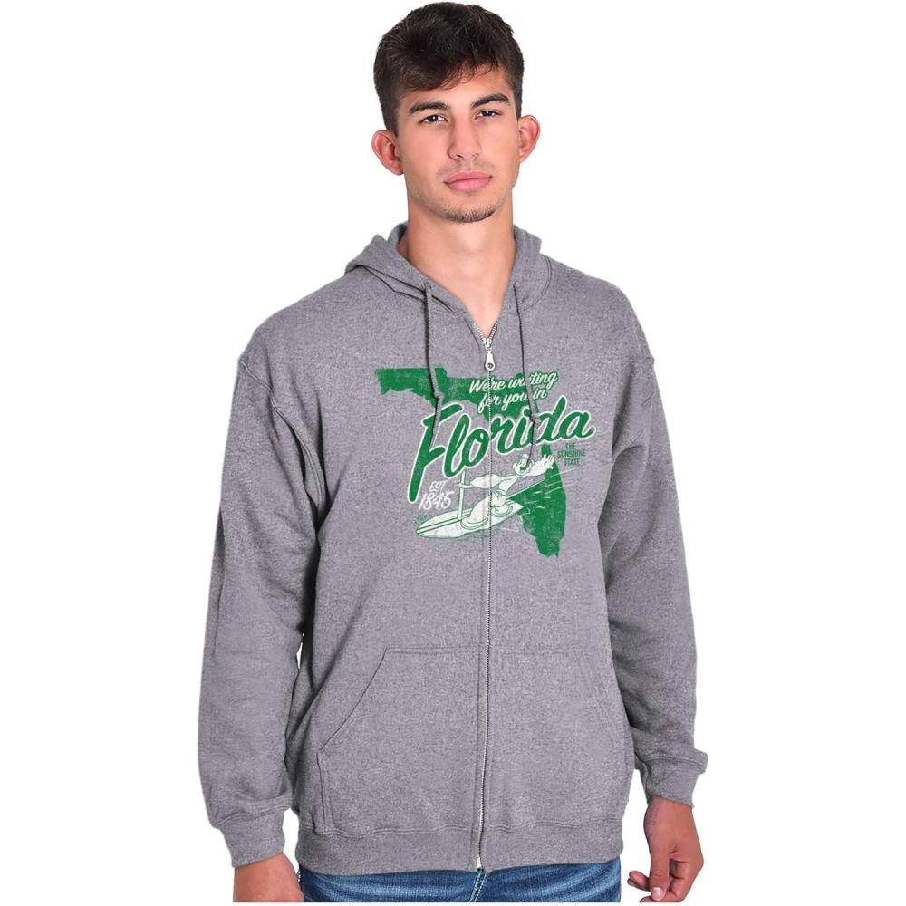 imageBrisco Brands Popeye Cartoon American States Zip Up Hoodie Mens WomensFlorida