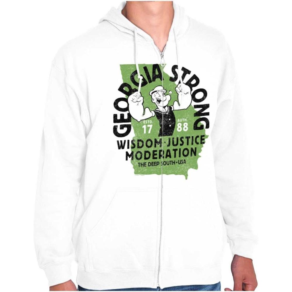 imageBrisco Brands Popeye Cartoon American States Zip Up Hoodie Mens WomensGeorgia