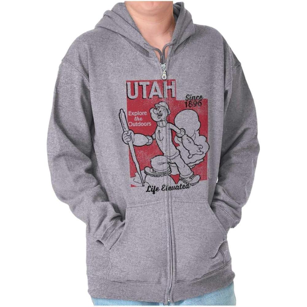 imageBrisco Brands Popeye Cartoon American States Zip Up Hoodie Mens WomensUtah