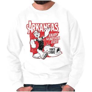 Brisco Brands Popeye Cartoon American States Sweatshirt for Men or Women(Arkansas)