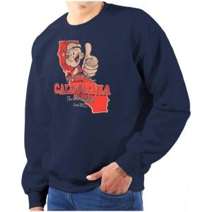 Brisco Brands Popeye Cartoon American States Sweatshirt for Men or Women(California)