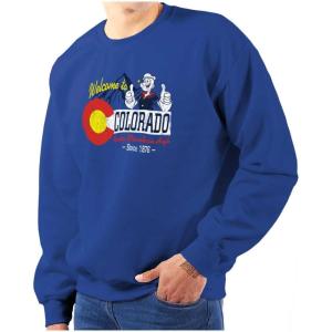 Brisco Brands Popeye Cartoon American States Sweatshirt for Men or Women(Colorado)