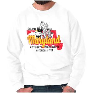 Brisco Brands Popeye Cartoon American States Sweatshirt for Men or Women(Maryland)