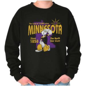 Brisco Brands Popeye Cartoon American States Sweatshirt for Men or Women(Minnesota – Black)