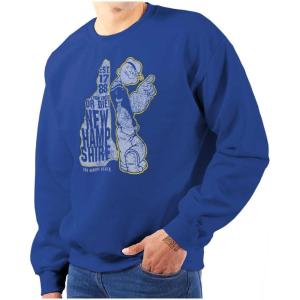 Brisco Brands Popeye Cartoon American States Sweatshirt for Men or Women(New Hampshire)
