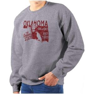 Brisco Brands Popeye Cartoon American States Sweatshirt for Men or Women(Oklahoma)