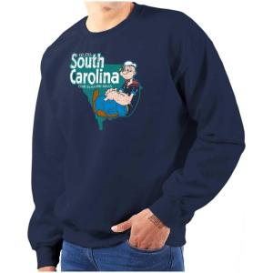 Brisco Brands Popeye Cartoon American States Sweatshirt for Men or Women(South Carolina – Navy)