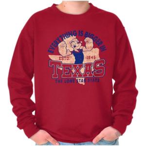 Brisco Brands Popeye Cartoon American States Sweatshirt for Men or Women(Texas)
