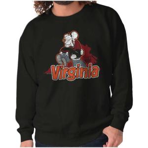 Brisco Brands Popeye Cartoon American States Sweatshirt for Men or Women(Virginia)