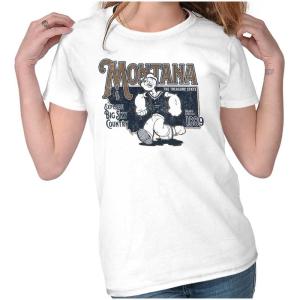 Brisco Brands Popeye Cartoon American States Womens Slim Fit Graphic Tee(Montana)