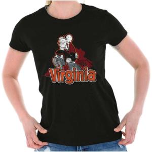 Brisco Brands Popeye Cartoon American States Womens Slim Fit Graphic Tee(Virginia)