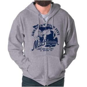 Brisco Brands Popeye Cartoon American States Zip Up Hoodie Mens Womens(Michigan)