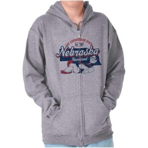 Brisco Brands Popeye Cartoon American States Zip Up Hoodie Mens Womens(Nebraska)