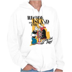 Brisco Brands Popeye Cartoon American States Zip Up Hoodie Mens Womens(Rhode Island)