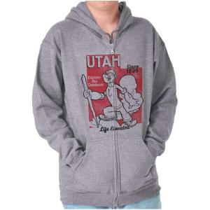 Brisco Brands Popeye Cartoon American States Zip Up Hoodie Mens Womens(Utah)