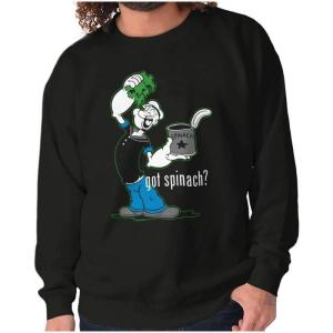 Brisco Brands Popeye The Sailor Man Got Spinach Sweatshirt for Men or Women(Black)