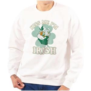 Popeye Kiss Me Im Irish St Paddys Day Sweatshirt for Men or Women(White)