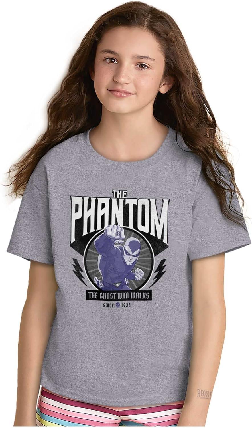 imageBrisco Brands The Phantom Ghost Who Walks Retro Crewneck T Shirts Boy GirlSport Grey