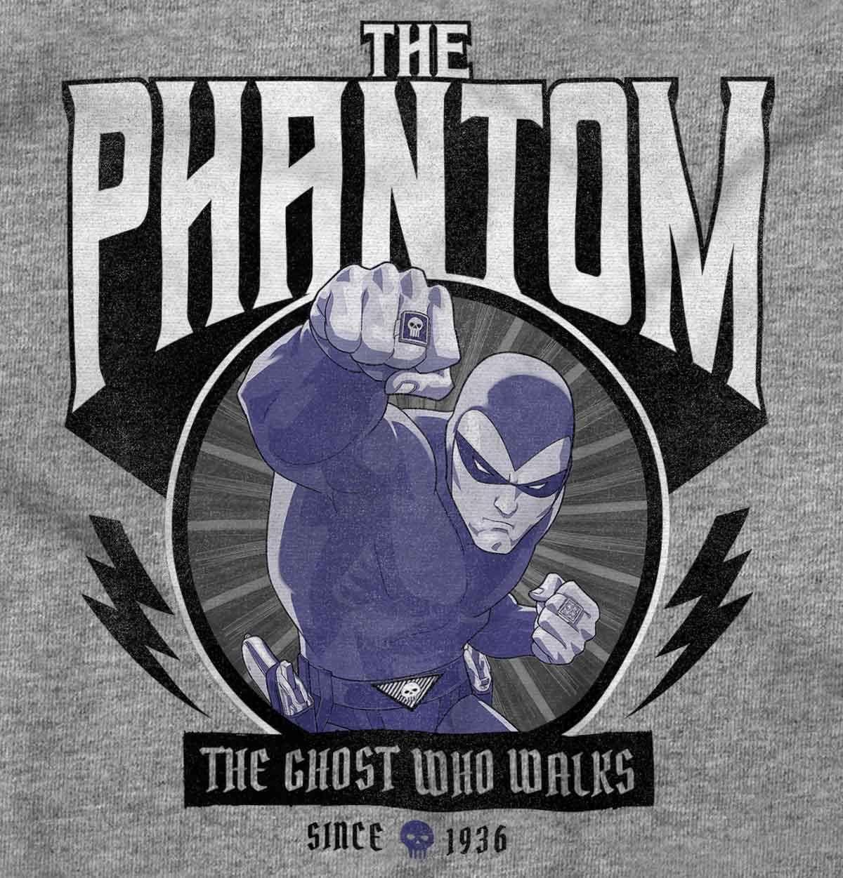 imageBrisco Brands The Phantom Ghost Who Walks Retro Crewneck T Shirts Boy GirlSport Grey