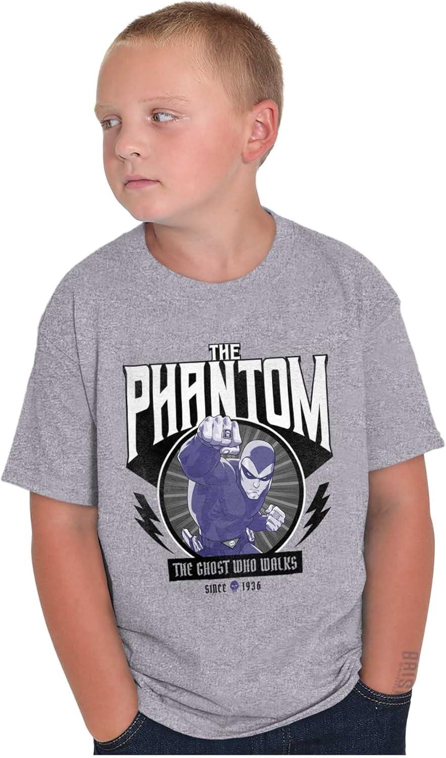 imageBrisco Brands The Phantom Ghost Who Walks Retro Crewneck T Shirts Boy GirlSport Grey