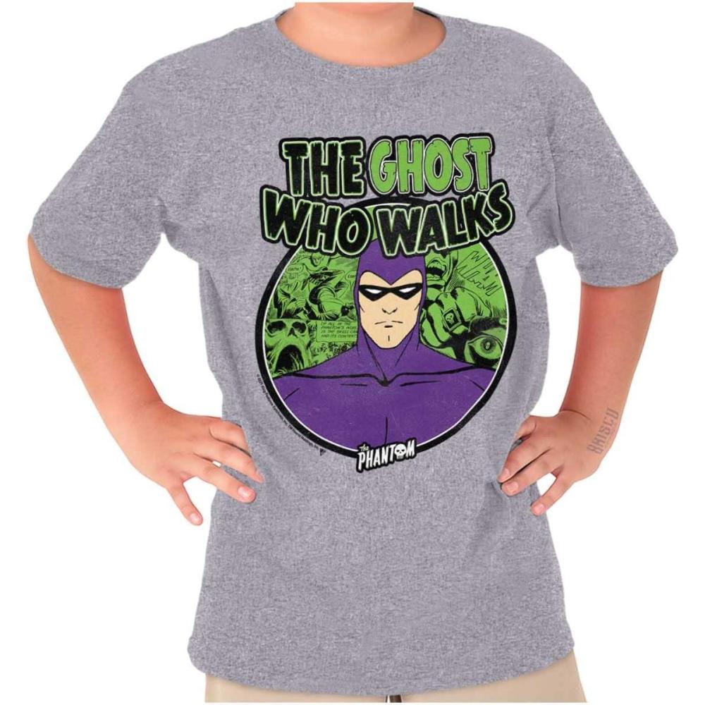 imageBrisco Brands The Phantom Ghost Who Walks Crewneck T Shirts Boy GirlSport Grey