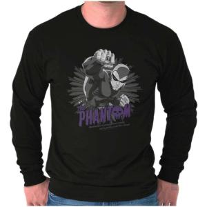 Brisco Brands The Phantom Comic Book Hero Long Sleeve Tshirt Men Women(Black)
