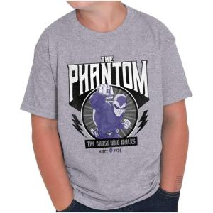 Brisco Brands The Phantom Ghost Who Walks Retro Crewneck T Shirts Boy Girl(Sport Grey)