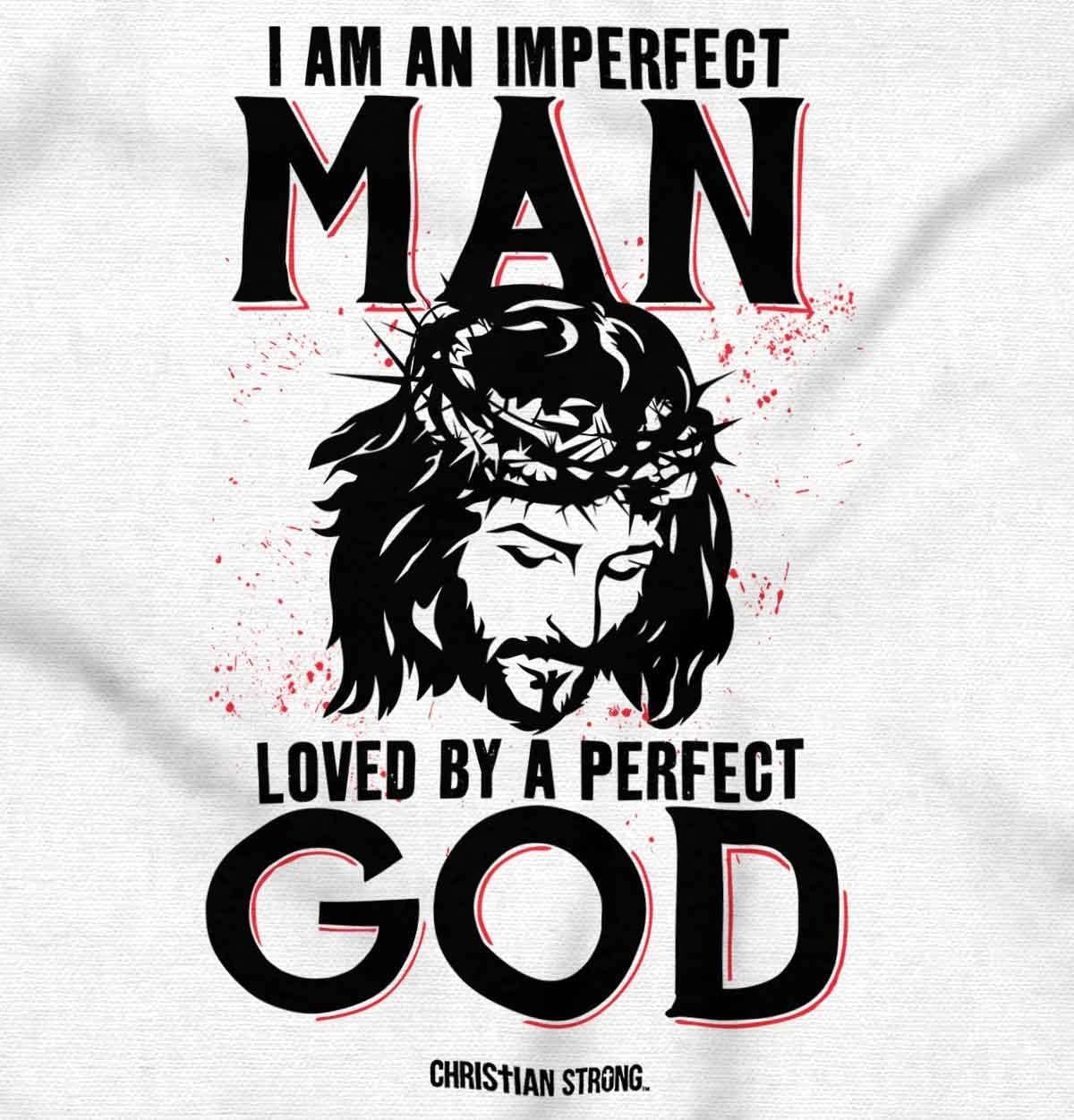 imageBrisco Brands Imperfect Man Loved by Perfect God Mens Long Sleeve Tee T ShirtWhite