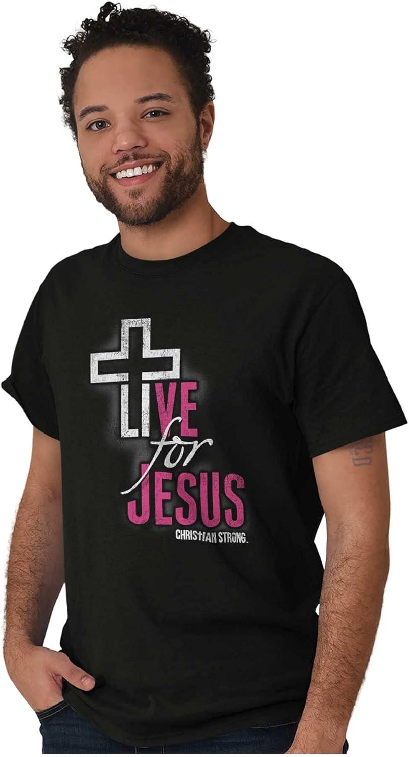 imageChristian Strong Live for Jesus Religious Faith Graphic T Shirt Men or WomenBlack