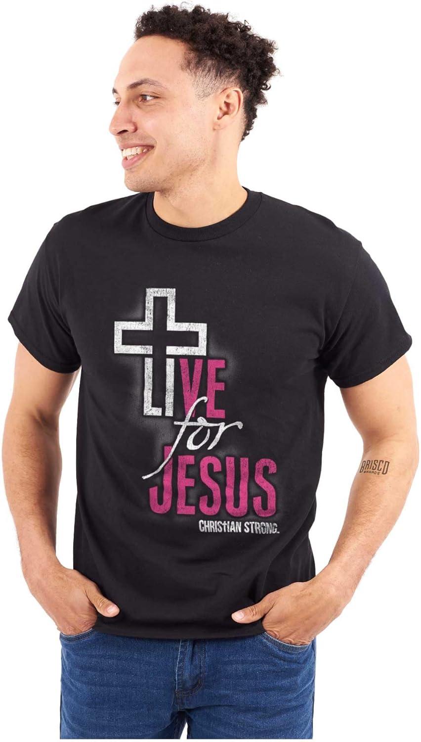 imageChristian Strong Live for Jesus Religious Faith Graphic T Shirt Men or WomenBlack