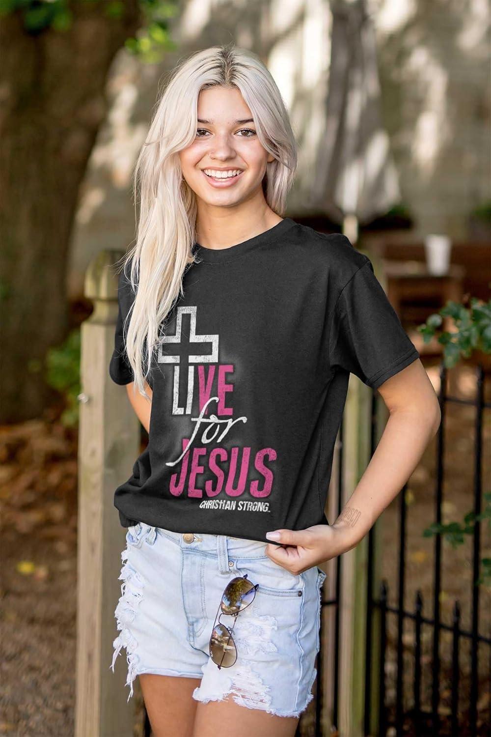 imageChristian Strong Live for Jesus Religious Faith Graphic T Shirt Men or WomenBlack