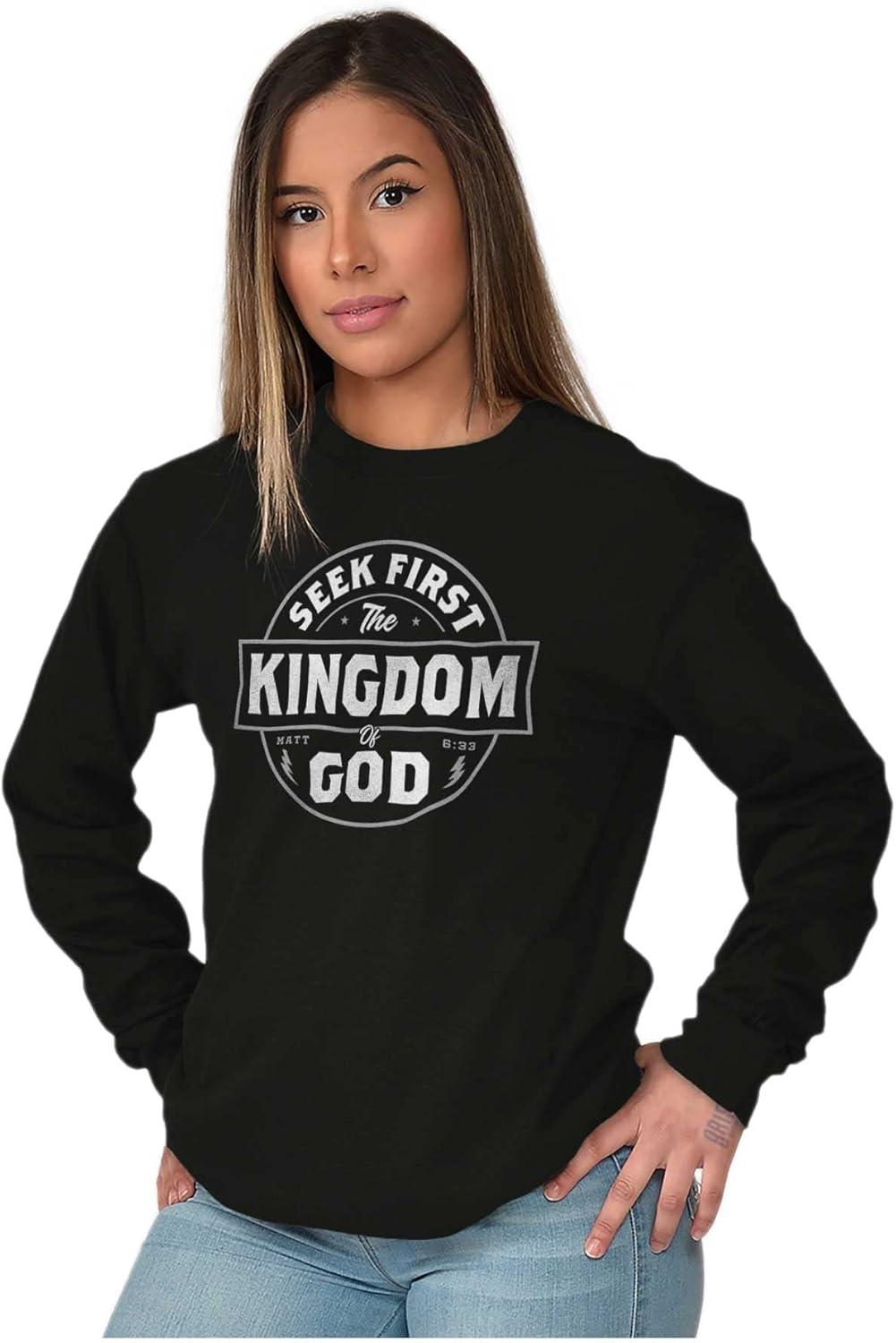 imageSeek Kingdom of God Christian Long Sleeve Tshirt Men WomenBlack