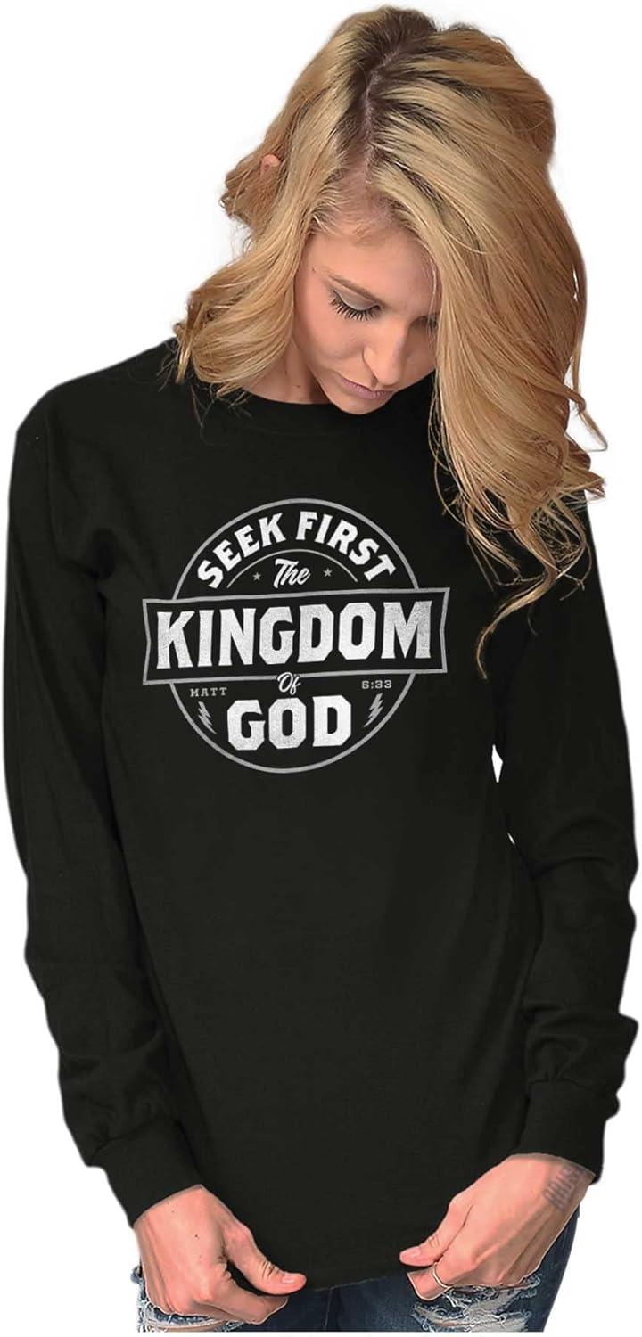 imageSeek Kingdom of God Christian Long Sleeve Tshirt Men WomenBlack