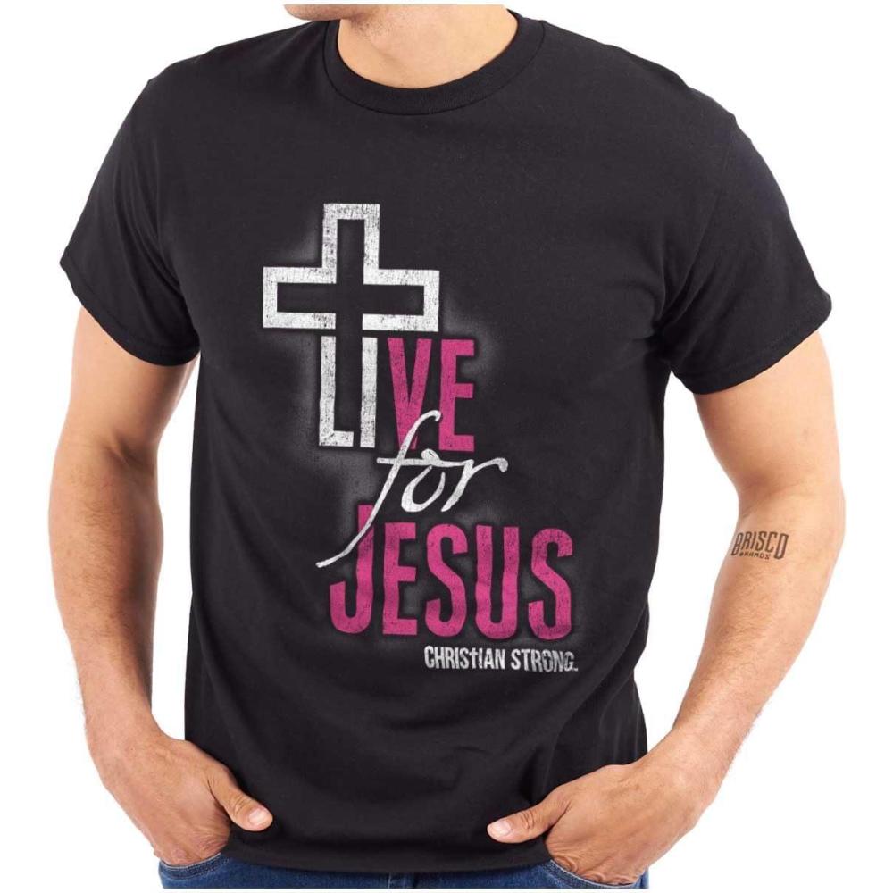 imageChristian Strong Live for Jesus Religious Faith Graphic T Shirt Men or WomenBlack