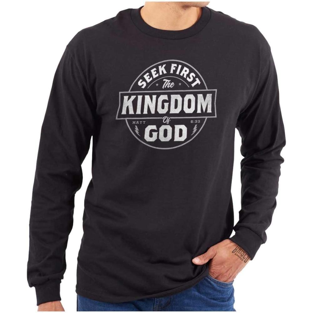 imageSeek Kingdom of God Christian Long Sleeve Tshirt Men WomenBlack