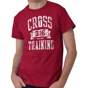 Brisco Brands Cross Training 3:16 Christian Graphic T Shirt Men or Women(Cardinal Red)