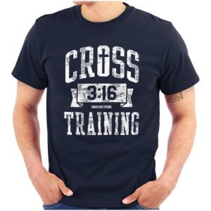 Brisco Brands Cross Training 3:16 Christian Graphic T Shirt Men or Women(Navy)