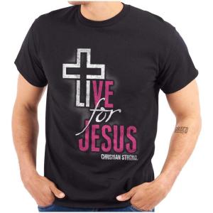 Christian Strong Live for Jesus Religious Faith Graphic T Shirt Men or Women(Black)