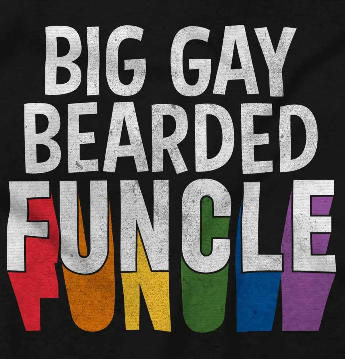 imageBrisco Brands Big Gay Bearded Funcle Uncle Rainbow Hoodie Hooded Sweatshirt MenBlack