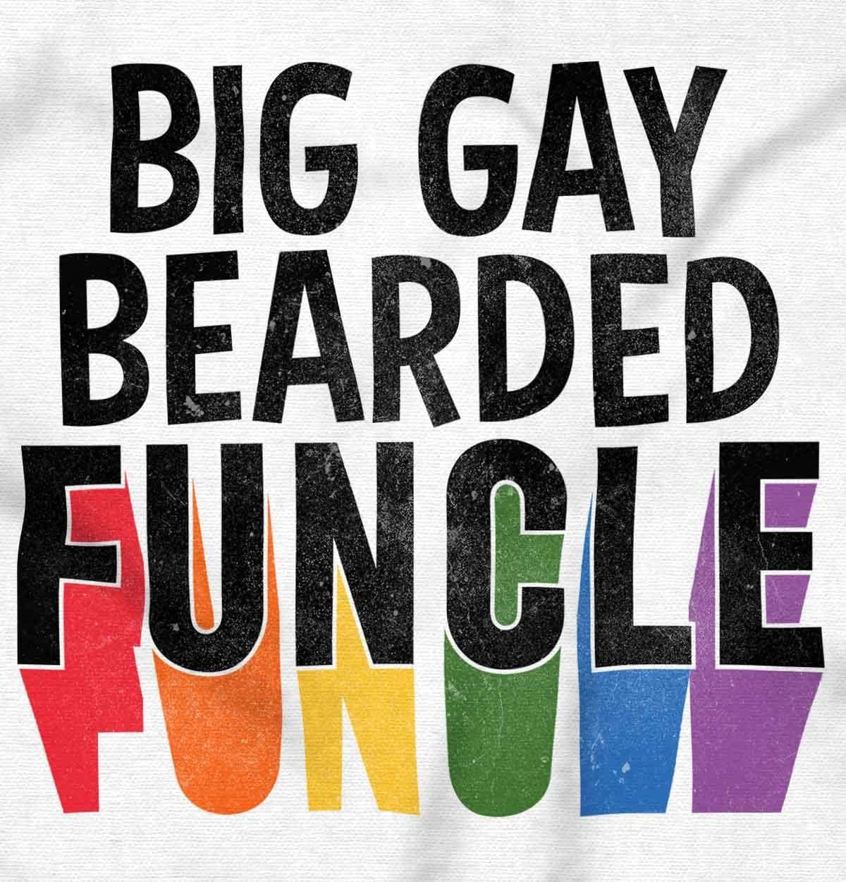 imageBrisco Brands Big Gay Bearded Funcle Uncle Rainbow Hoodie Hooded Sweatshirt MenWhite