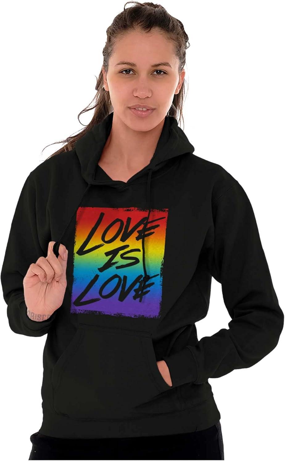imageBrisco Brands LGBT Love is Love Gay Pride Rainbow Hoodie Sweatshirt Women MenBlack