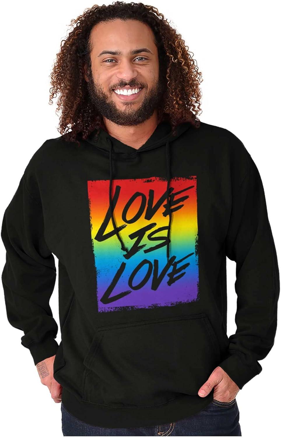 imageBrisco Brands LGBT Love is Love Gay Pride Rainbow Hoodie Sweatshirt Women MenBlack