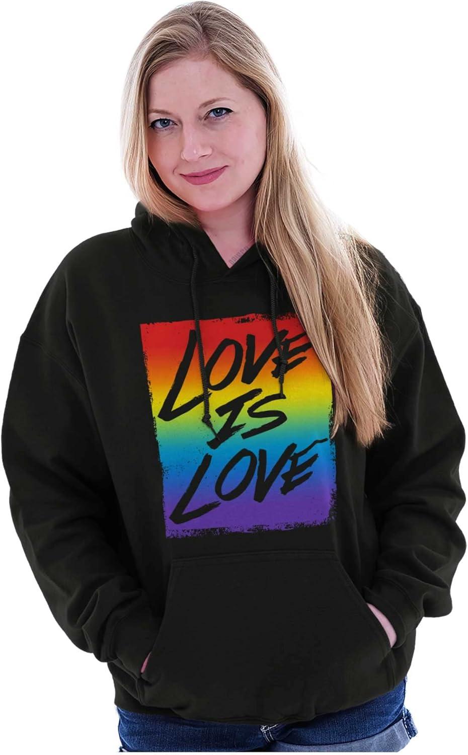 imageBrisco Brands LGBT Love is Love Gay Pride Rainbow Hoodie Sweatshirt Women MenBlack