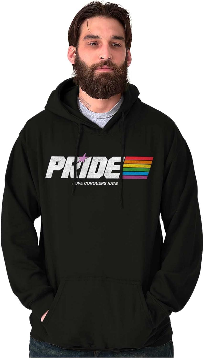 imageBrisco Brands Love Conquers Hate Gay Pride Rainbow Hoodie Sweatshirt Women MenBlack