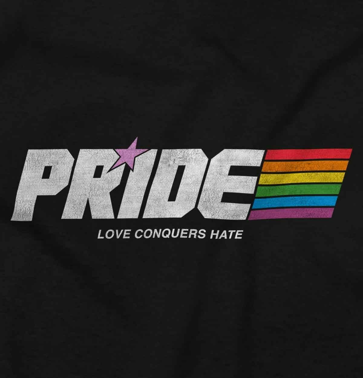 imageBrisco Brands Love Conquers Hate Gay Pride Rainbow Hoodie Sweatshirt Women MenBlack