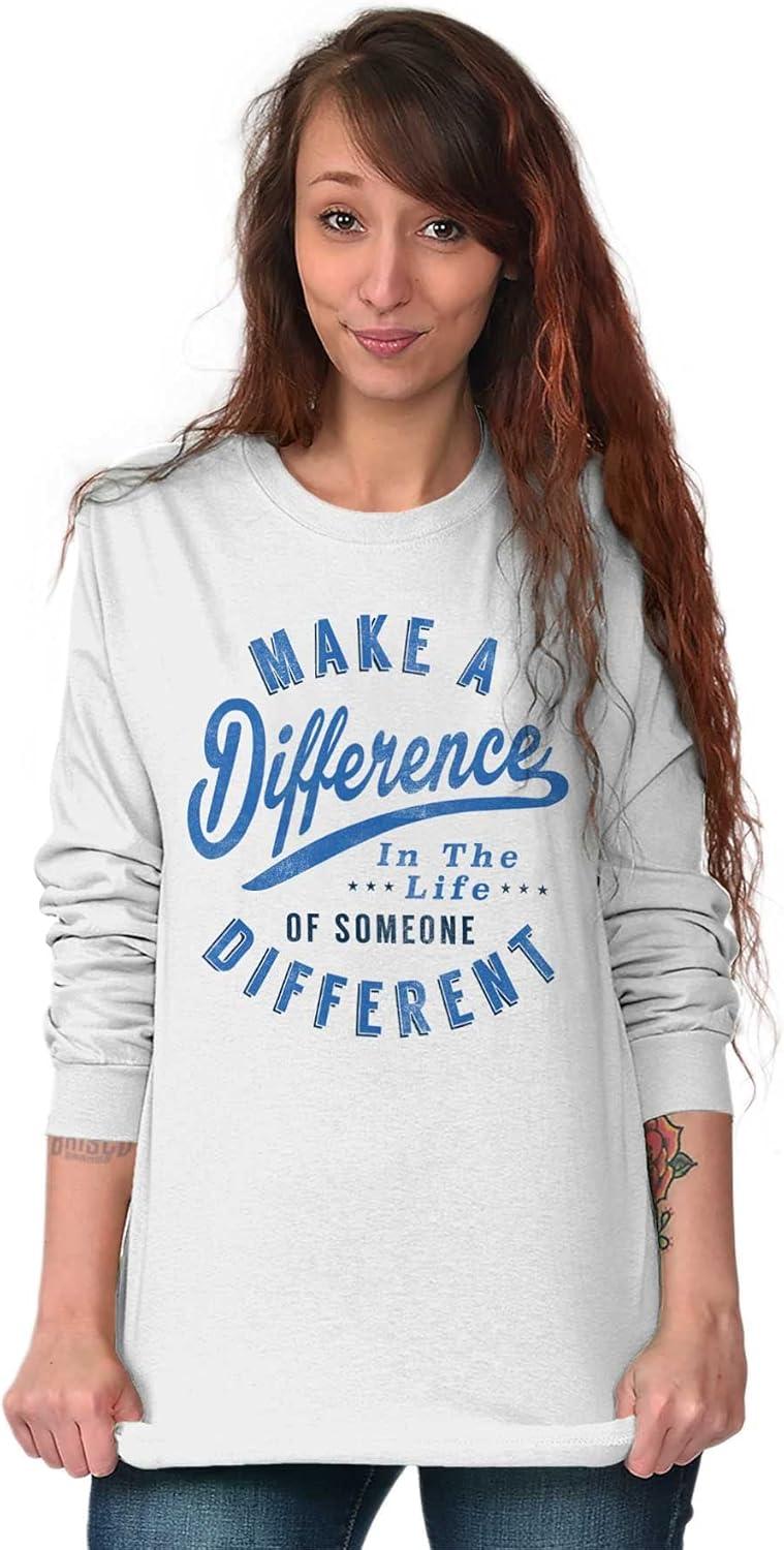 imageBrisco Brands Make a Difference Autism Awareness Long Sleeve Tshirt Men WomenWhite