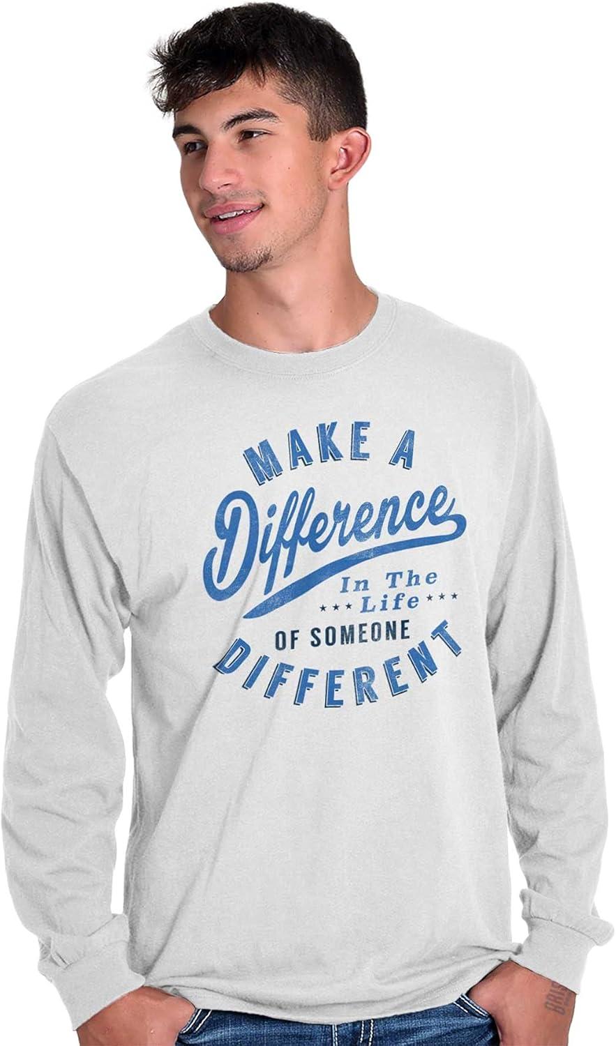 imageBrisco Brands Make a Difference Autism Awareness Long Sleeve Tshirt Men WomenWhite