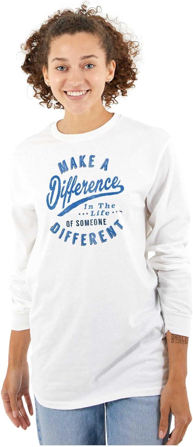 imageBrisco Brands Make a Difference Autism Awareness Long Sleeve Tshirt Men WomenWhite