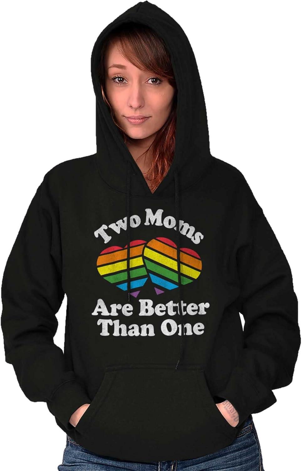 imageBrisco Brands Two Moms are Better than One LGBTQ Hoodie Sweatshirt WomenBlack